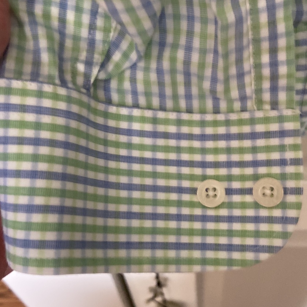 Men’s Alan Flusser small plaid green and blue button down, Size XL, Lightweight - Picture 10 of 17